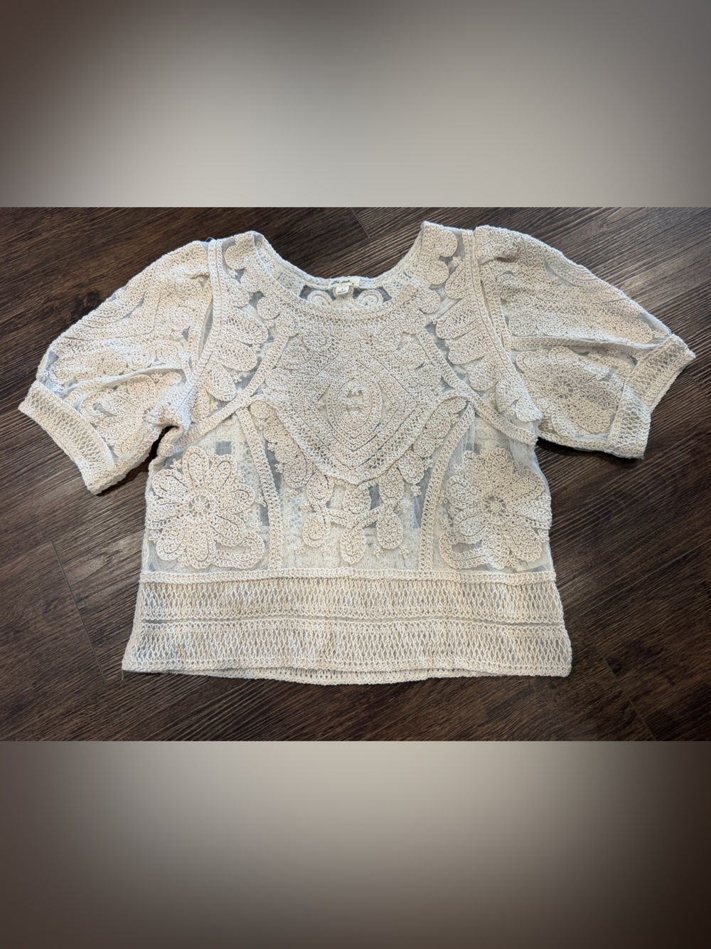 Cream Crochet peek a boo Top